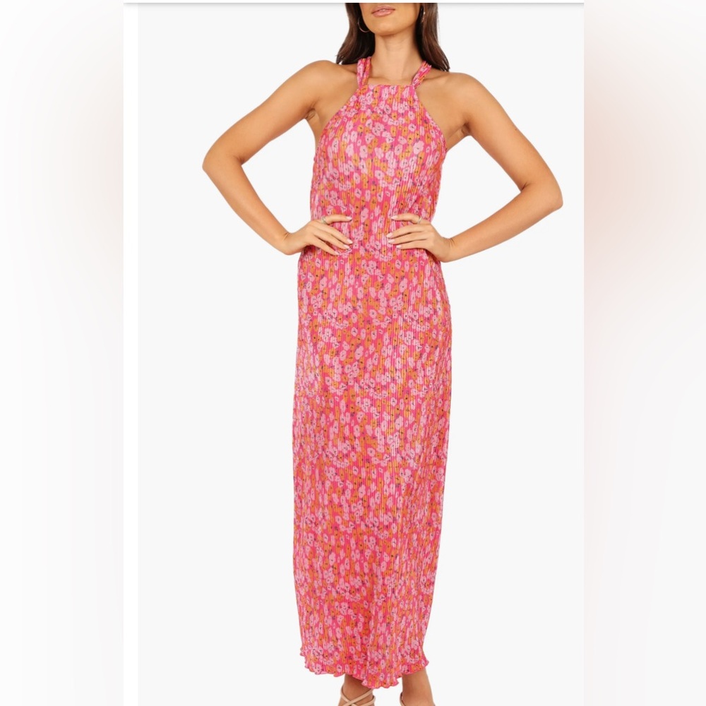 Petal & Pup Pink Orange Halter Sheath Dress